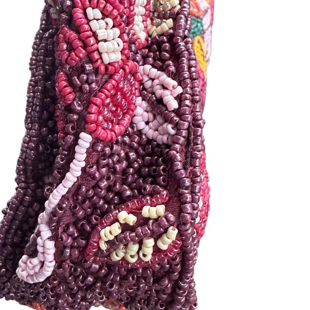 Burgundy Multi Hobo Beaded Floral Garden Bag NWT
